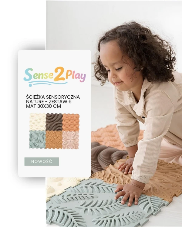 Sense2Play Ścieżka sensoryczna Nature zestaw 6 mat 30 × 30 cm o różnych fakturach w kolorach ziemi