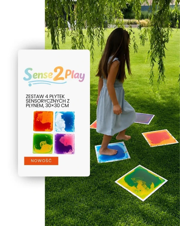 Sense2Play zestaw 4 płytek sensorycznych 30 × 30 cm z kolorowym płynem reagującym na nacisk