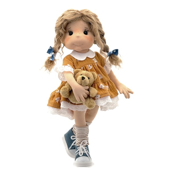 Lalka Balbinka Lullu Dolls 38 cm z naturalnymi włosami alpaki i Misiem Zdzisiem – wersja kolekcjonerska F.A.B.