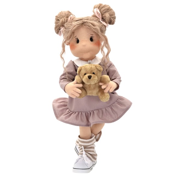 Lalka Becia Lullu Dolls 38 cm z naturalnymi włosami alpaki i Misiem Zdzisiem – wariant kolekcjonerski F.A.B.
