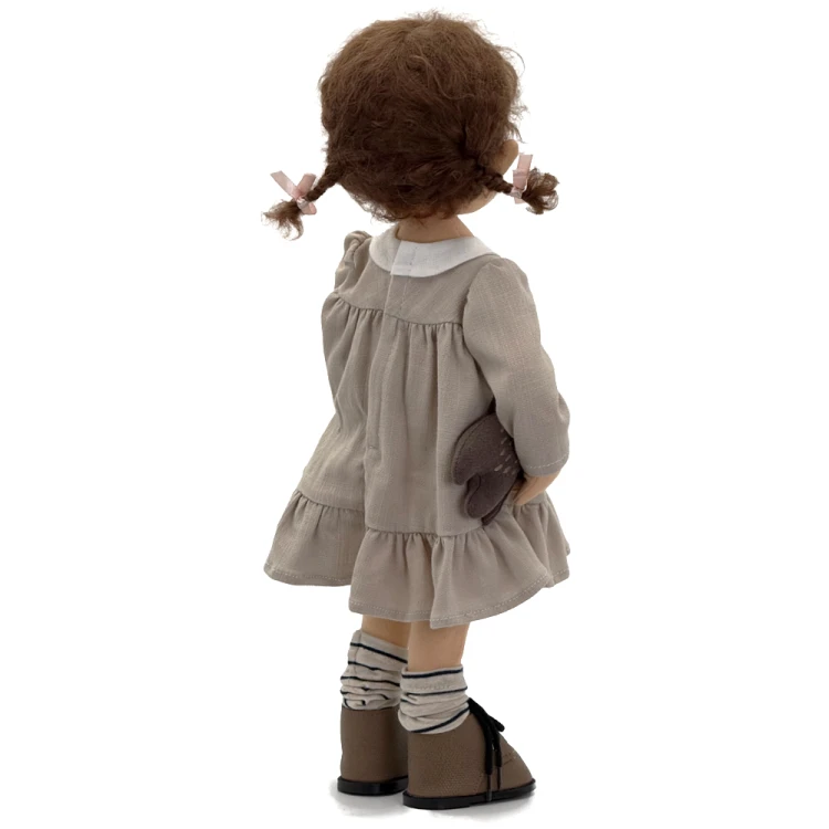 Lalka Brinka Lullu Dolls 38 cm z naturalnymi włosami moherowymi i maskotką Misiem – wariant kolekcjonerski F.A.B.