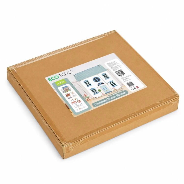 Domek dla lalek LILY ECOTOYS trzypiętrowy z mebelkami figurkami rodziny i ogrodem z basenem