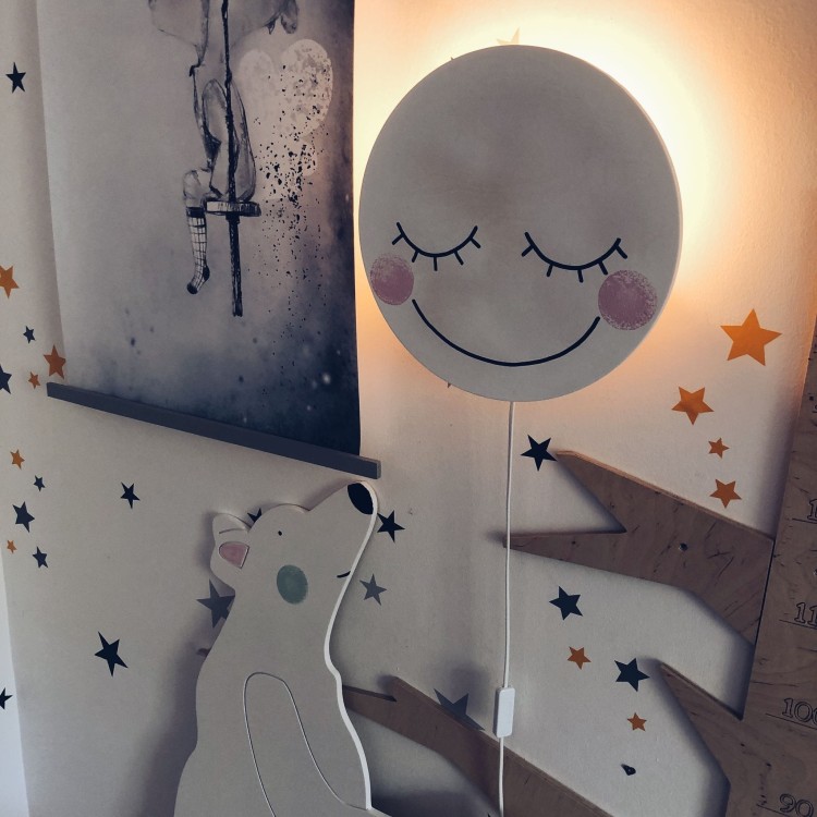 Drewniana lampka nocna dla dzieci Duży Księżyc