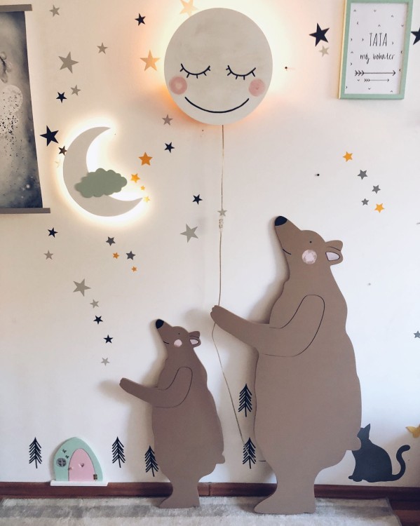 Drewniana lampka nocna dla dzieci Duży Księżyc