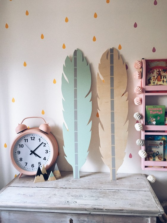 Drewniana Miarka Wzrostu dla dzieci - Piórko