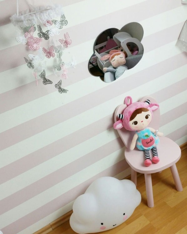 Lustro dla dzieci Chmurka, lekkie, nietłukące się lusterko w kształcie chmurki, dekoracja ścienna do pokoju dziecięcego