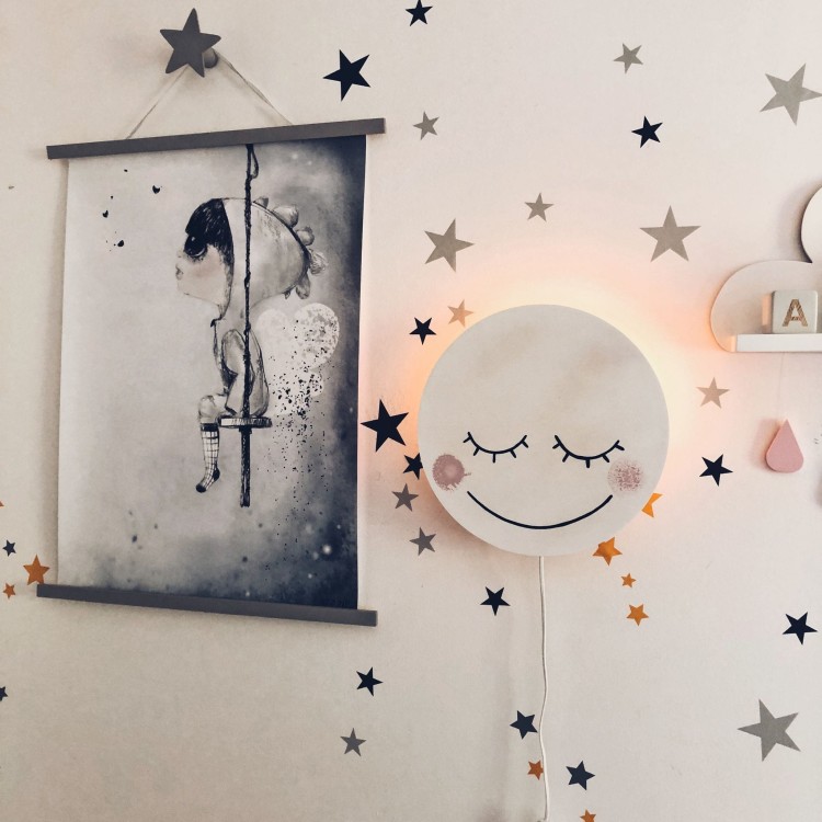 Drewniana lampka nocna dla dzieci Duży Księżyc