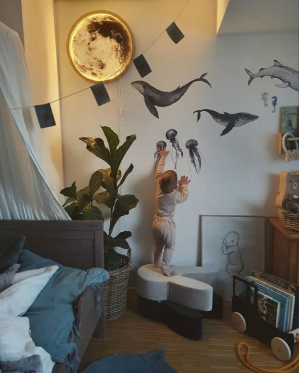 Drewniana lampka Led dla dzieci Księżyc