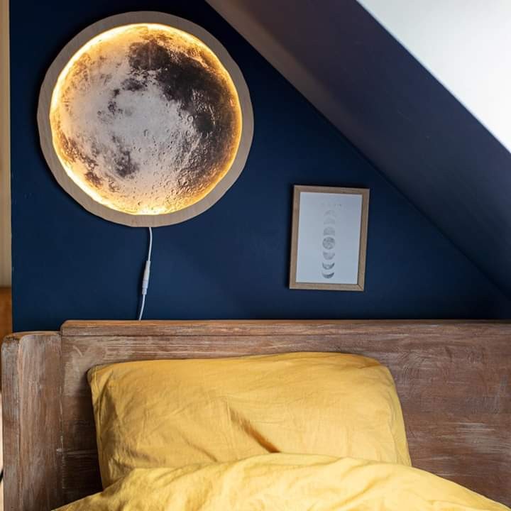 Drewniana lampka Led dla dzieci Księżyc