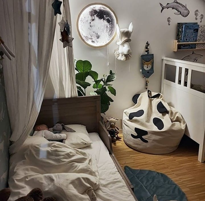 Drewniana lampka Led dla dzieci Księżyc