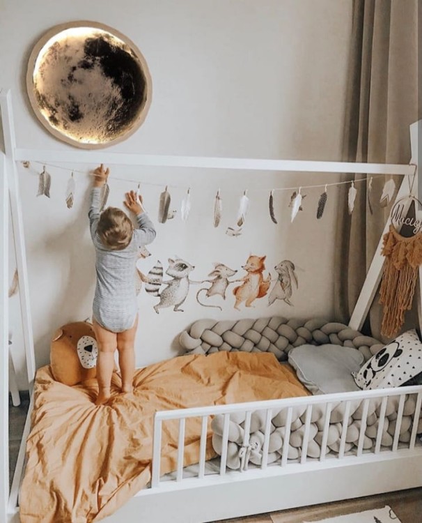 Drewniana lampka Led dla dzieci Księżyc