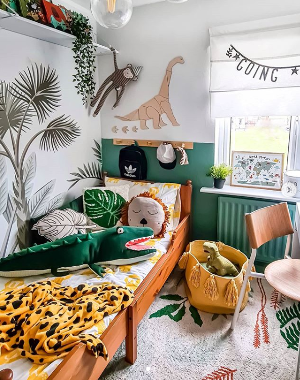 Drewniana dekoracja ścienna Origami dinozaur Diplodok ze sklejki do pokoju dziecka