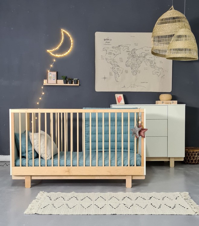 Łóżeczko Basic 70x140 cm rosnące z dzieckiem Złamana Biel