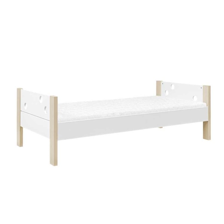 Drewniane łóżko pojedyncze dla dzieci Funflex - białe