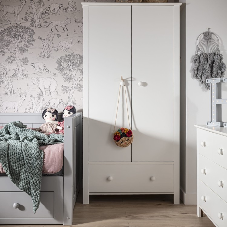 Drewniana dwudrzwiowa szafa dla dzieci 2D1S Collet - kolory: biała