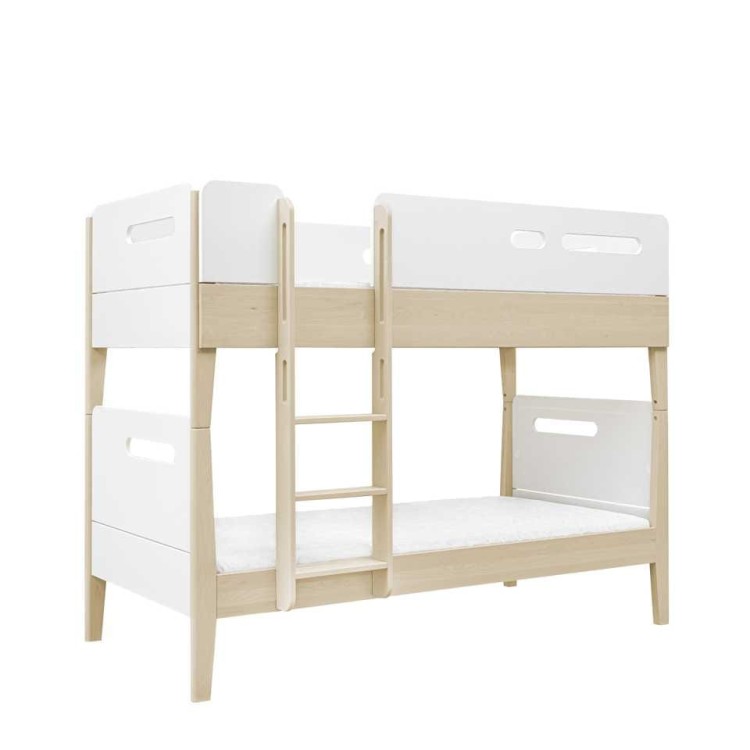 Drewniane łóżko piętrowe dla dzieci 90 cm Minimondo - białe