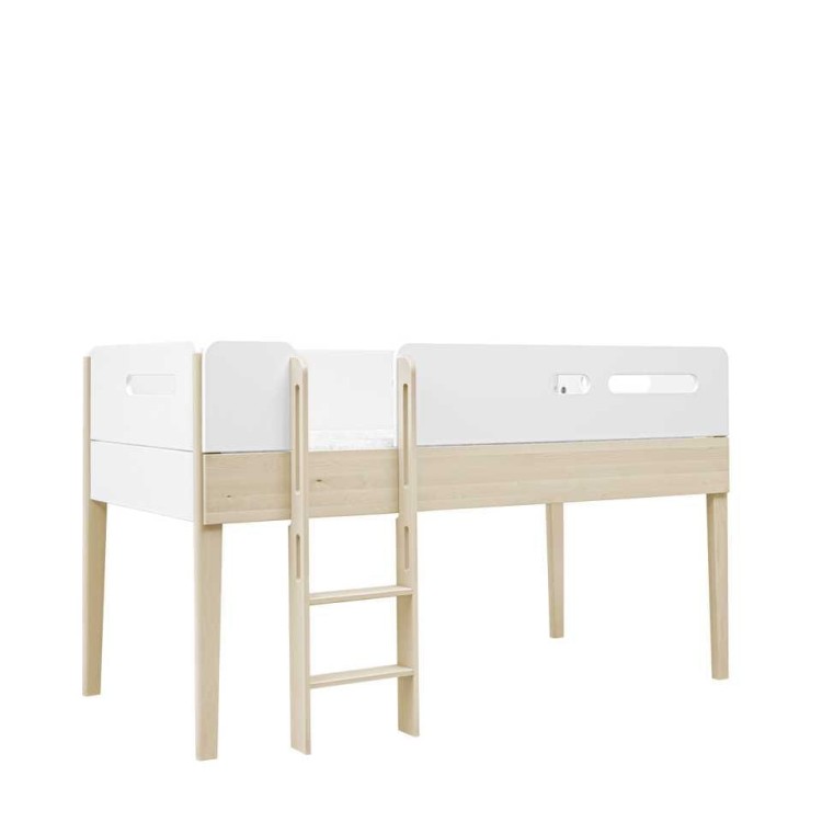 Drewniane łóżko podniesione dla dzieci 90 cm Minimondo - białe