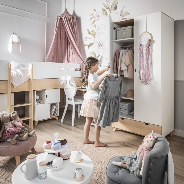 Drewniane łóżko podniesione dla dzieci 90 cm Minimondo