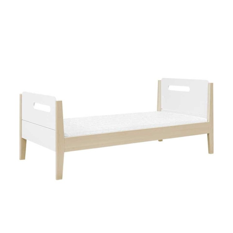 Drewniane łóżko pojedyncze dla dzieci 90 cm Minimondo - białe