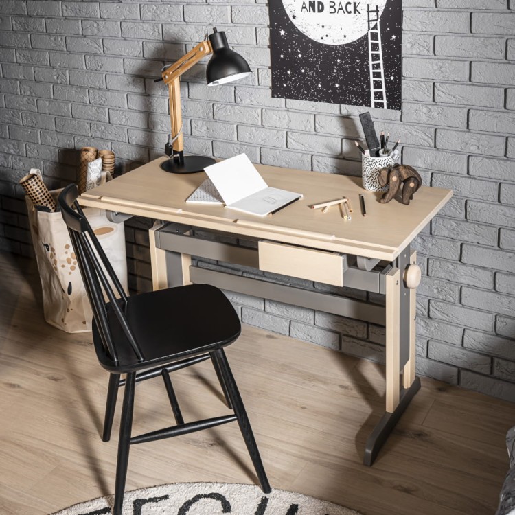 Biurko dziecięce TIPOO z regulacją wysokości wykonane z drewna brzozowego