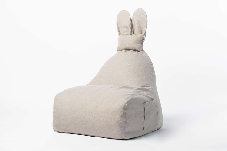 Pufa Funny Bunny dla dziecka z uszami króliczka – wygodne siedzisko z oparciem