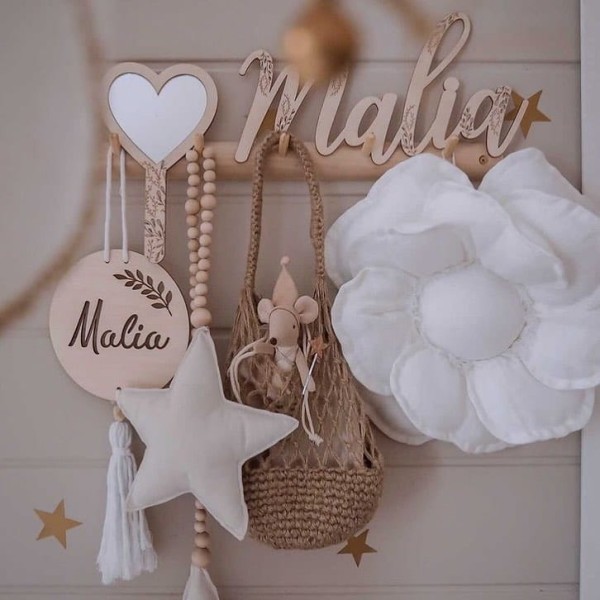 Lniany kwiatek dekoracyjny karmel do pokoju dziecka