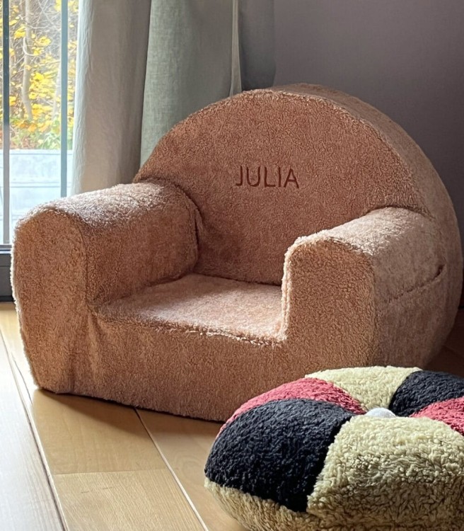 personalizowany fotelik dziecięcy z haftem imienia miękkie siedzisko