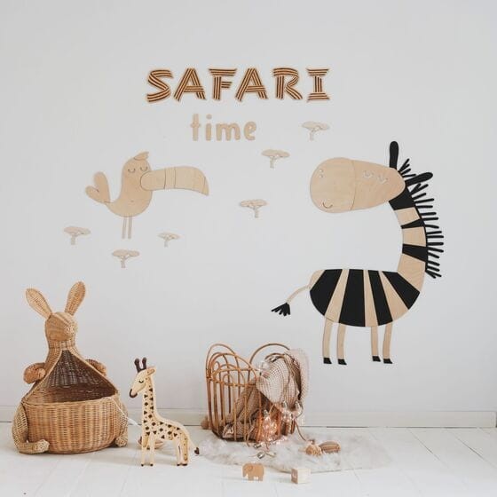 Drewniana zebra Safari dekoracja ścienna