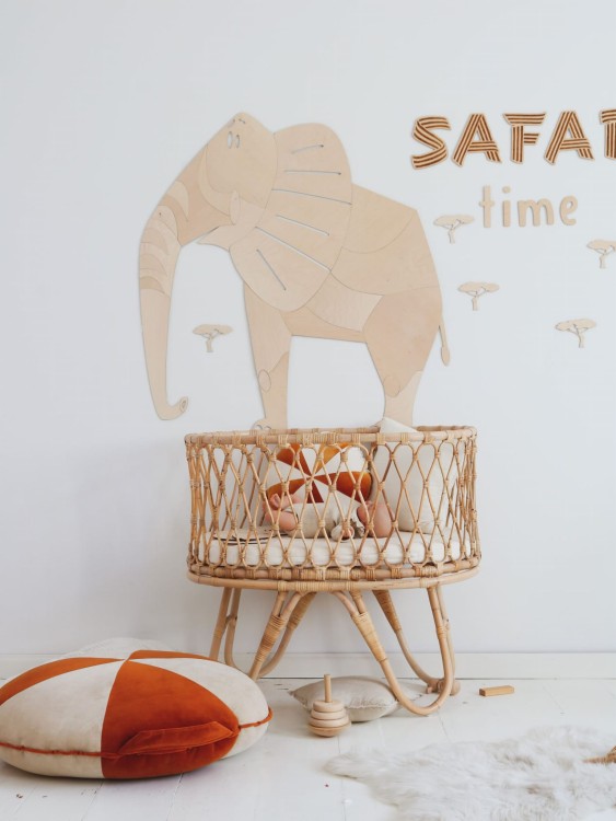 Drewniany słoń Safari dekoracja ścienna