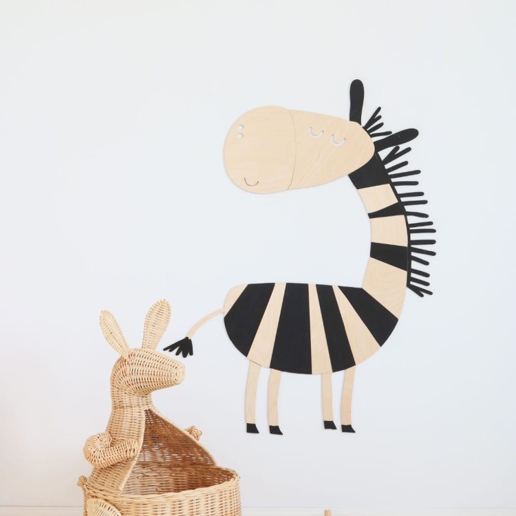 Drewniana zebra Safari dekoracja ścienna