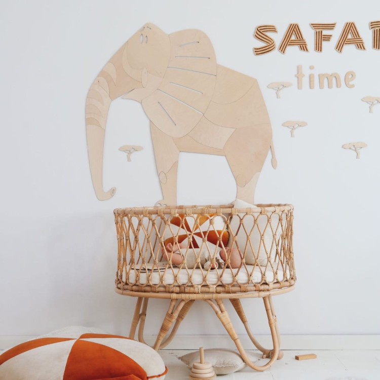 Drewniany słoń Safari dekoracja ścienna