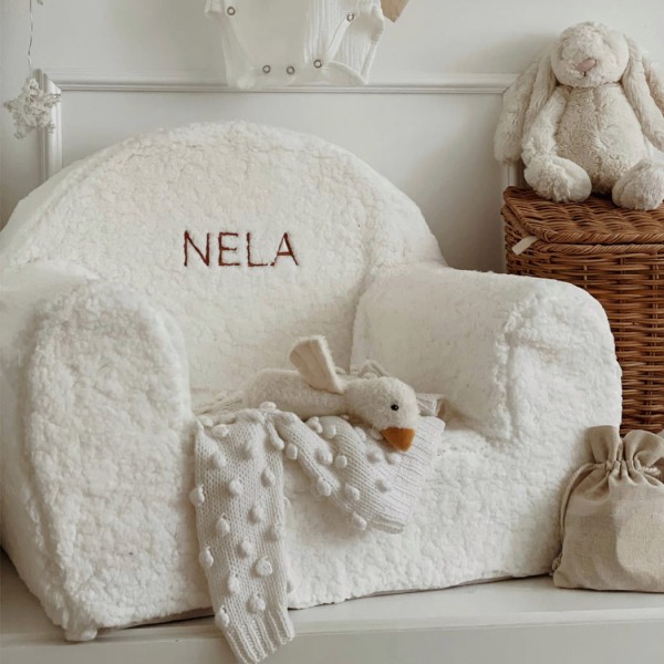 personalizowany fotelik dziecięcy z haftem imienia miękkie siedzisko