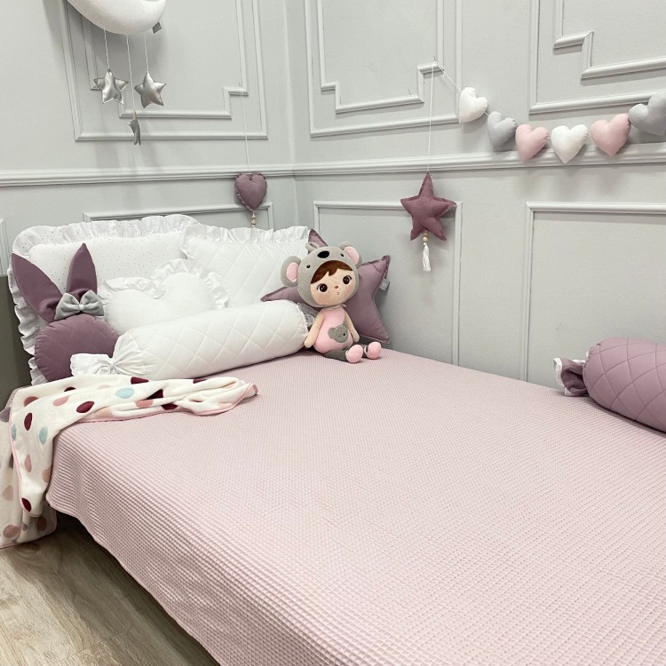 narzuta wafelkowa złamany róż do łóżeczka