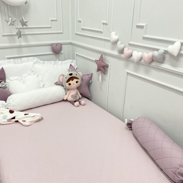 narzuta wafelkowa złamany róż do łóżeczka