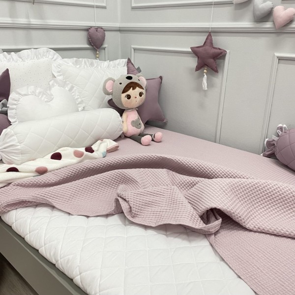 narzuta wafelkowa złamany róż do łóżeczka