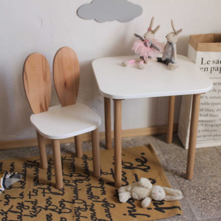 Drewniany zestaw stolik i krzesełko Królik Wood z bukowego drewna