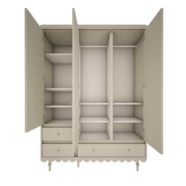 Drewniana szafa trzydrzwiowa dla dzieci Babushka Oliwka - wnętrze