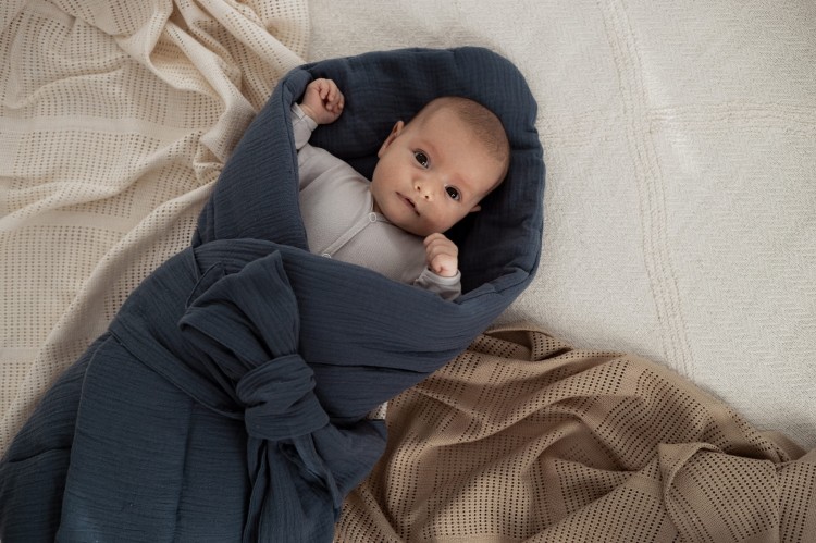 Muślinowy rożek niemowlęcy Ocean Green 70x70 z bawełny