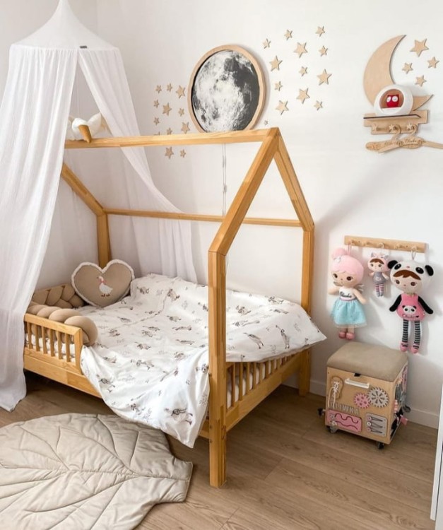 Drewniana lampka Led dla dzieci Księżyc