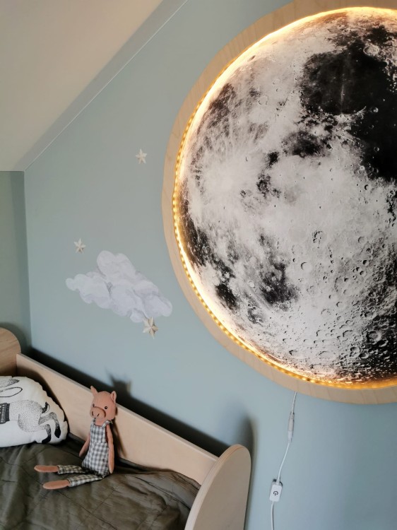Drewniana lampka Led dla dzieci Księżyc