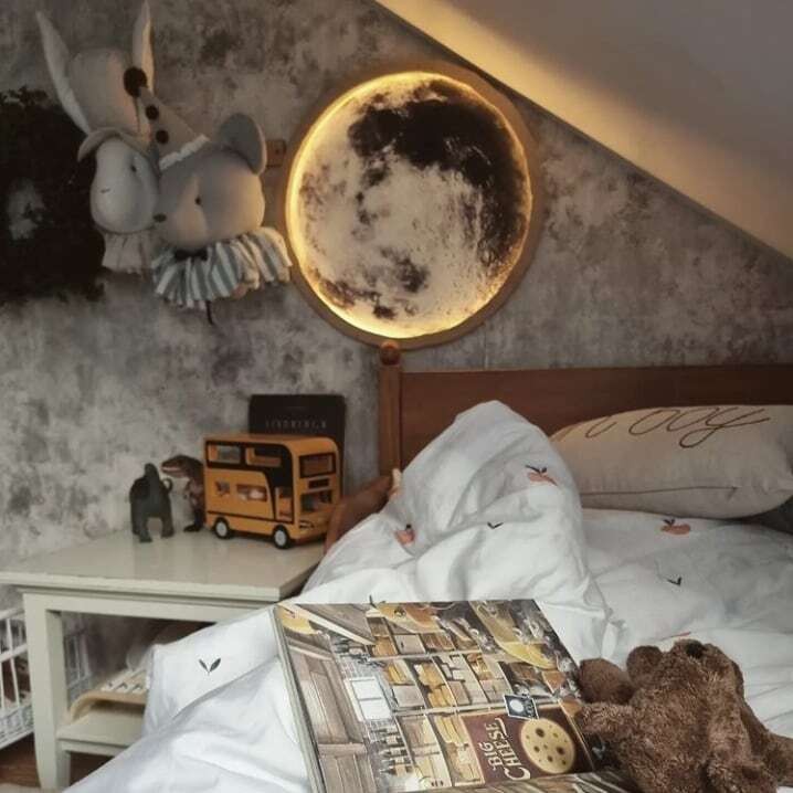 Drewniana lampka Led dla dzieci Księżyc