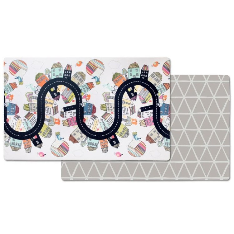 Skip Hop Dwustronny Dywan Piankowy Wesołe Podwórko – kolorowy wzór dziecięcy i stonowany nowoczesny print